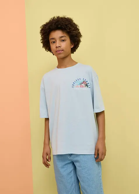 T-shirt loose fit in puro cotone biologico con stampa grande dietro, bonprix
