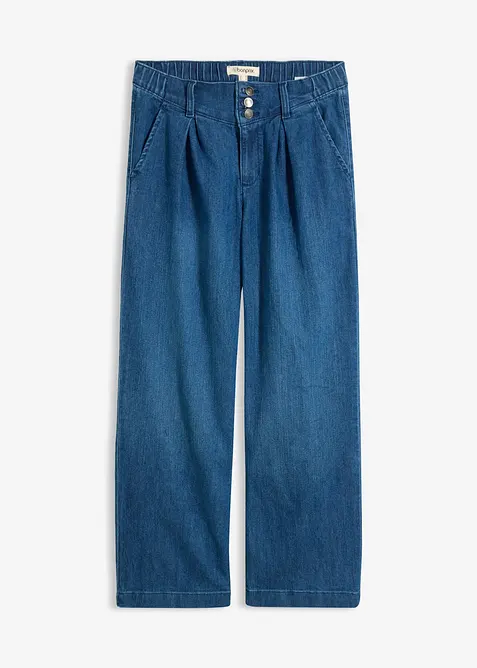 Jeans wide leg cropped con girovita comodo, vita alta, bonprix