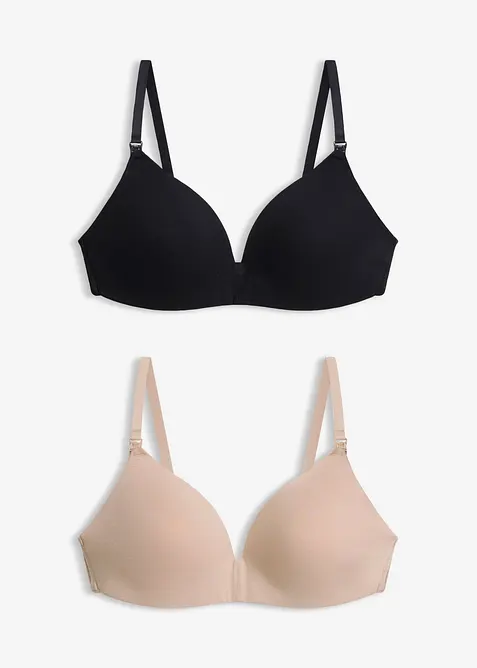 Reggiseno da allattamento imbottito senza ferretto con cotone biologico (pacco da 2), bonprix