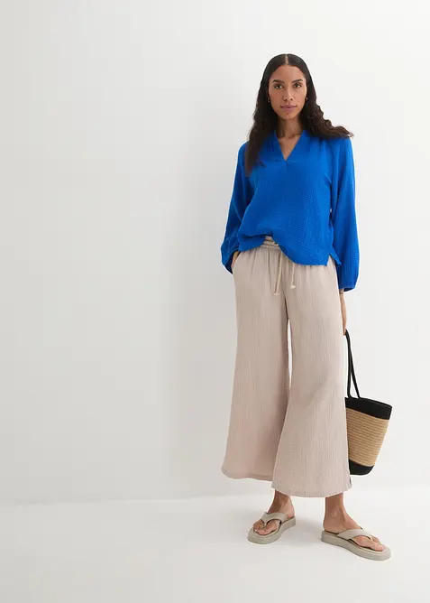 Blusa oversize in mussola di puro cotone, bonprix