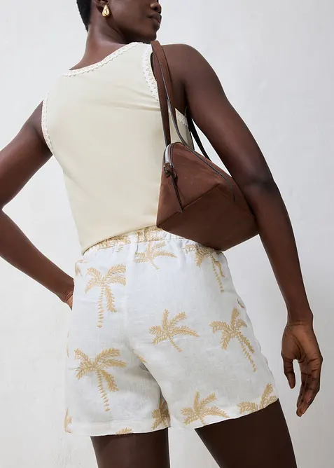 Shorts ricamati in puro lino, bonprix