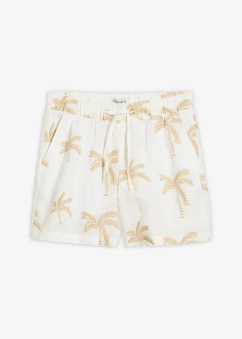 Shorts ricamati in puro lino, bonprix