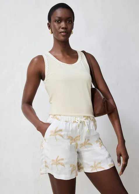 Shorts ricamati in puro lino, bonprix