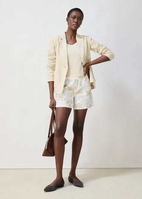 Shorts ricamati in puro lino, bonprix