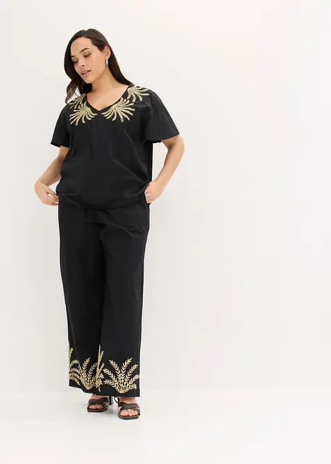 Pantaloni a palazzo con ricami, bonprix