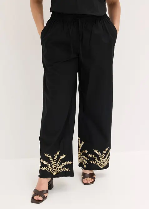 Pantaloni a palazzo con ricami, bonprix