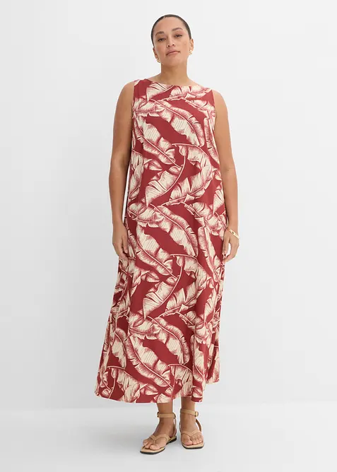 Abito largo in misto viscosa con stampa allover, bonprix