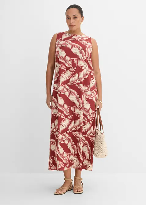 Abito largo in misto viscosa con stampa allover, bonprix