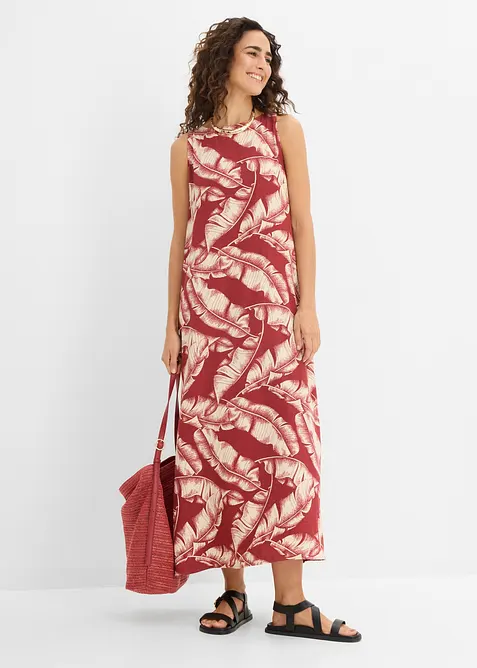 Abito largo in misto viscosa con stampa allover, bonprix