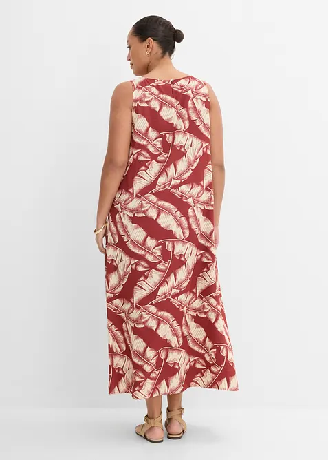 Abito largo in misto viscosa con stampa allover, bonprix