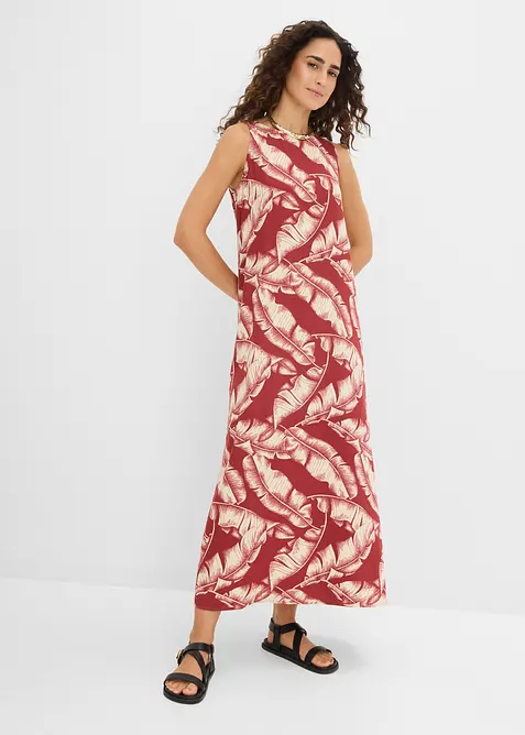 Abito largo in misto viscosa con stampa allover, bonprix