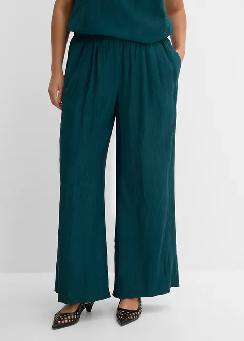Pantaloni in misto viscosa con effetto plissettato, bonprix