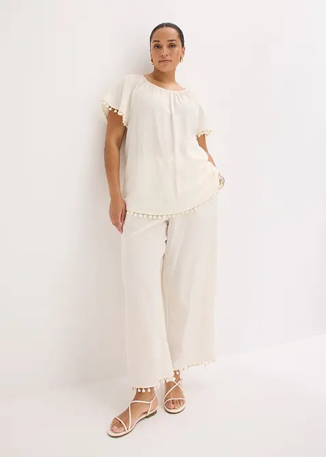 Pantaloni con elastico in vita in misto viscosa fluente, bonprix