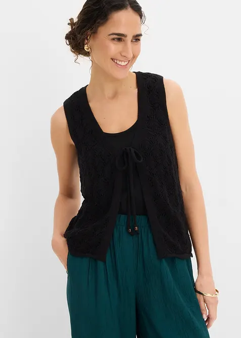 Gilet in maglia traforata, bonprix