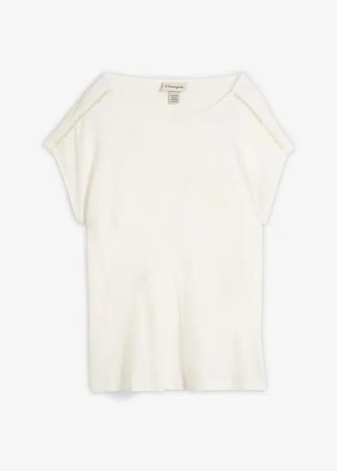 Maglia con pizzo a traforo, bonprix
