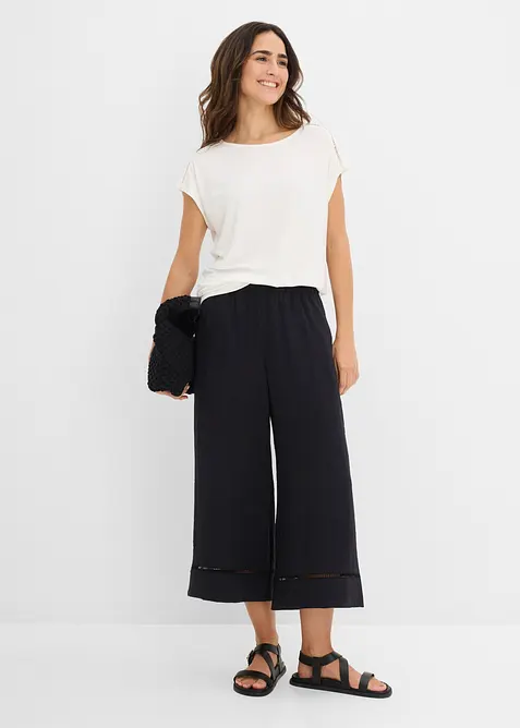 Maglia con pizzo a traforo, bonprix