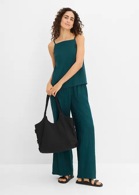 Top in misto viscosa con effetto plissettato, bonprix