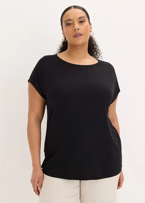 Maglia con pizzo a traforo, bonprix