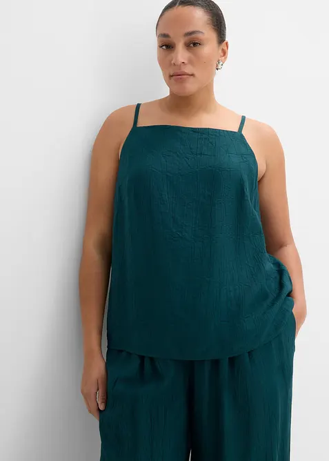 Top in misto viscosa con effetto plissettato, bonprix