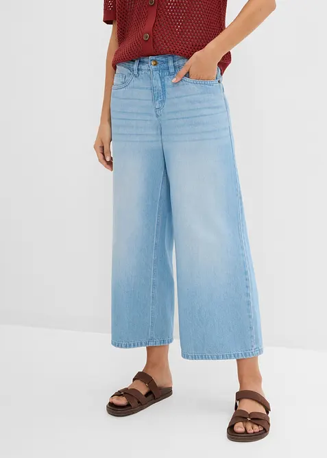 Jeans wide leg con cinta comoda, vita media, bonprix