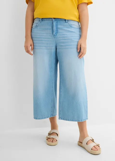 Jeans wide leg con cinta comoda, vita media, bonprix