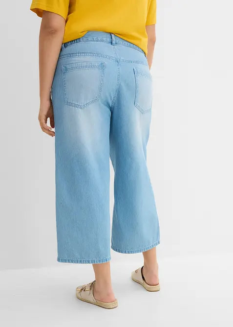 Jeans wide leg con cinta comoda, vita media, bonprix
