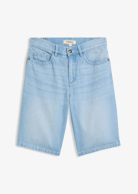 Bermuda in jeans con vita elasticizzata, vita media, bonprix