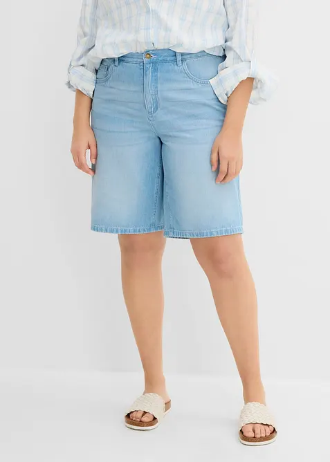 Bermuda in jeans con vita elasticizzata, vita media, bonprix
