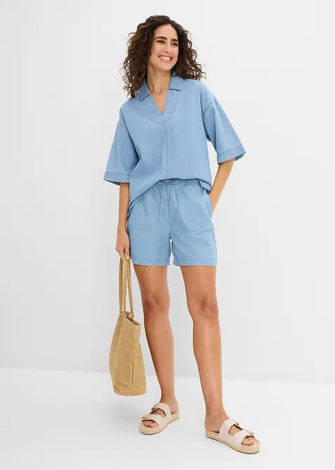 Shorts di jeans con vita elasticizzata, vita media, bonprix