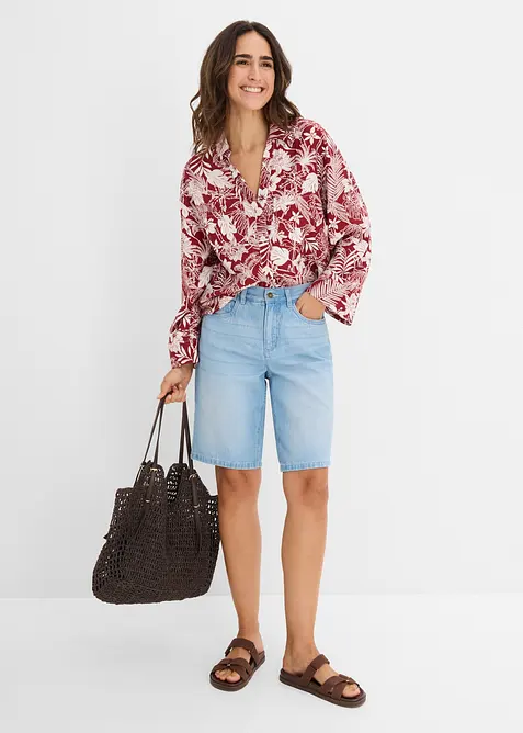 Bermuda in jeans con vita elasticizzata, vita media, bonprix