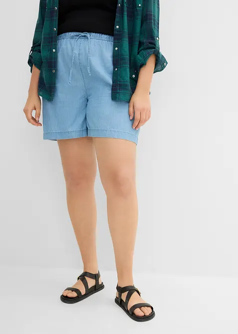 Shorts di jeans con vita elasticizzata, vita media, bonprix