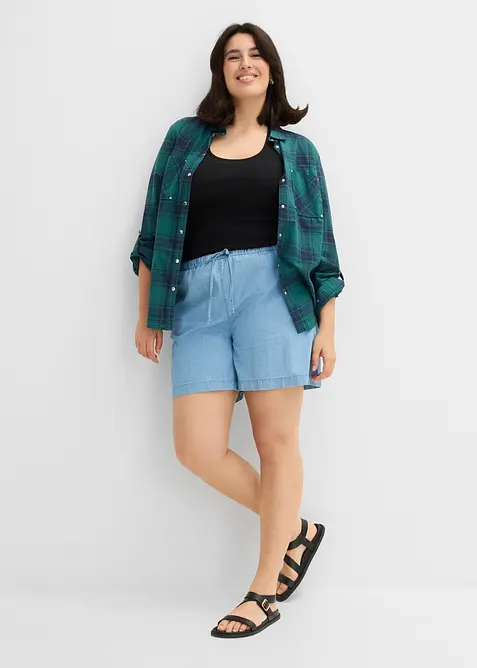 Shorts di jeans con vita elasticizzata, vita media, bonprix