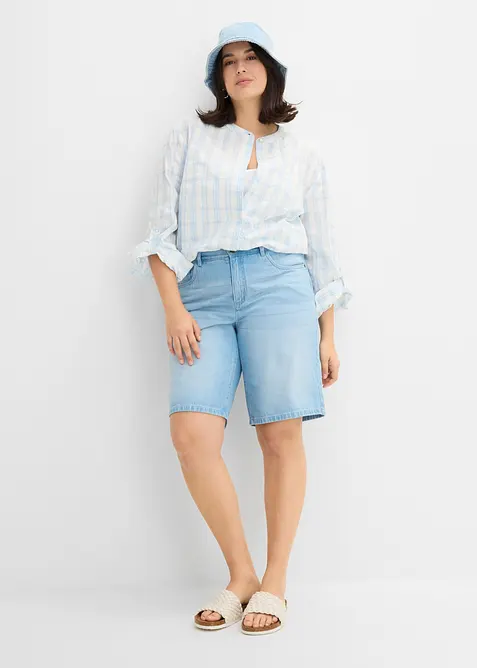 Bermuda in jeans con vita elasticizzata, vita media, bonprix