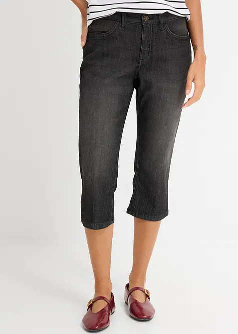 Jeans capri slim, vita media, bonprix