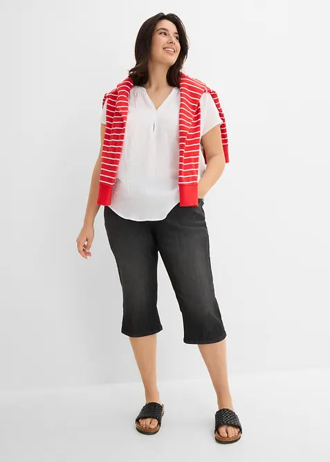 Jeans capri slim, vita media, bonprix