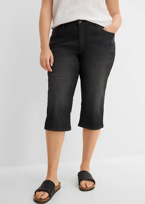 Jeans capri slim, vita media, bonprix