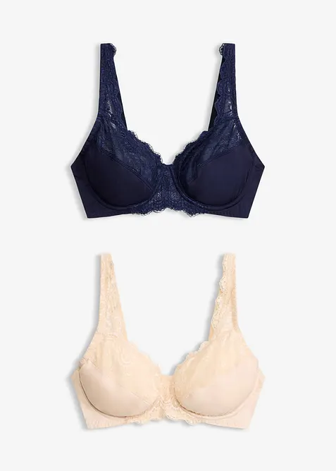 Reggiseno con ferretto e pizzo delicato (pacco da 2), bonprix