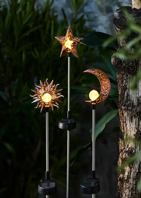 Decorazione solare da giardino sole, luna, stella (set 3 pezzi), bonprix
