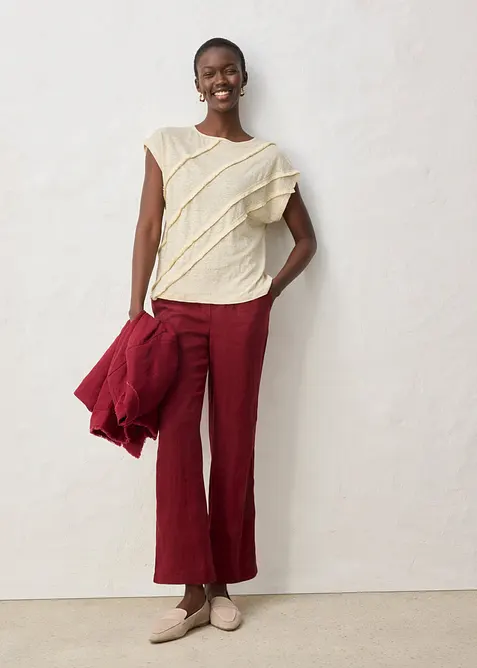 Maglia in puro lino con applicazione, bonprix