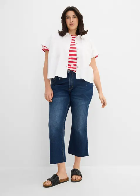 Jeans bootcut cropped, vita alta, bonprix