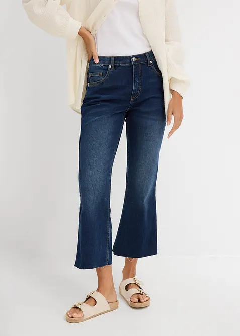 Jeans bootcut cropped, vita alta, bonprix