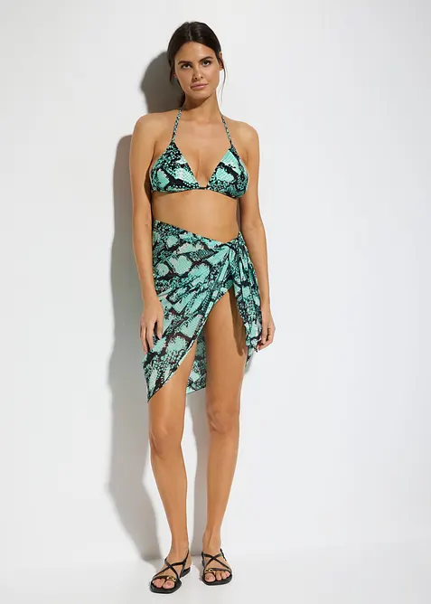 Bikini a triangolo + pareo in tessuto da bagno  (set 3 pezzi), bonprix