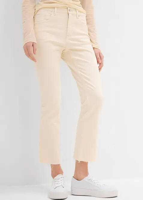 Jeans bootcut cropped, vita alta, bonprix