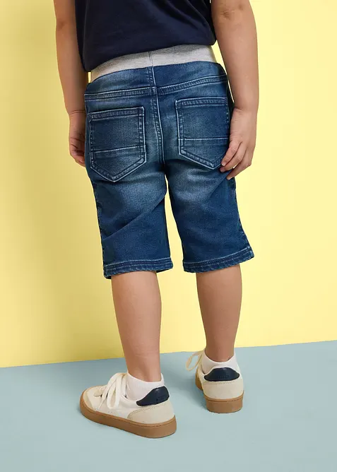 Bermuda in jeans felpato con elastico in vita, regular fit, bonprix