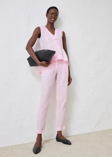 Pantaloni cropped in puro lino, bonprix