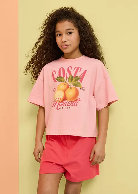 T-shirt e pantaloni corti in puro cotone biologico (set 2 pezzi), bonprix