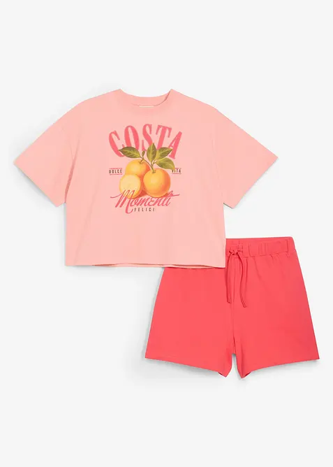 T-shirt e pantaloni corti in puro cotone biologico (set 2 pezzi), bonprix