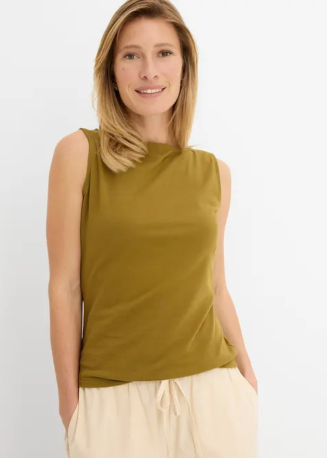 Top sciancrato in misto cotone elasticizzato, bonprix