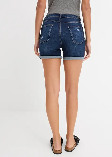 Shorts di jeans effetto sdrucito, vita media, bonprix