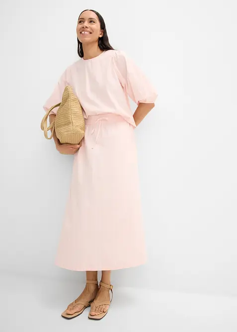 Gonna midi in misto cotone, bonprix